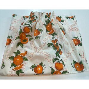 Vintage 50s curtain, orange fruits print, oranges, peaches, single pleated panel